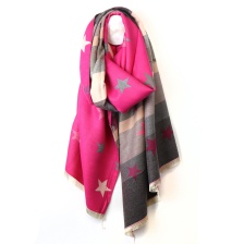 Pink Mix Star & Stripe Jacquard Scarf by Peace of Mind